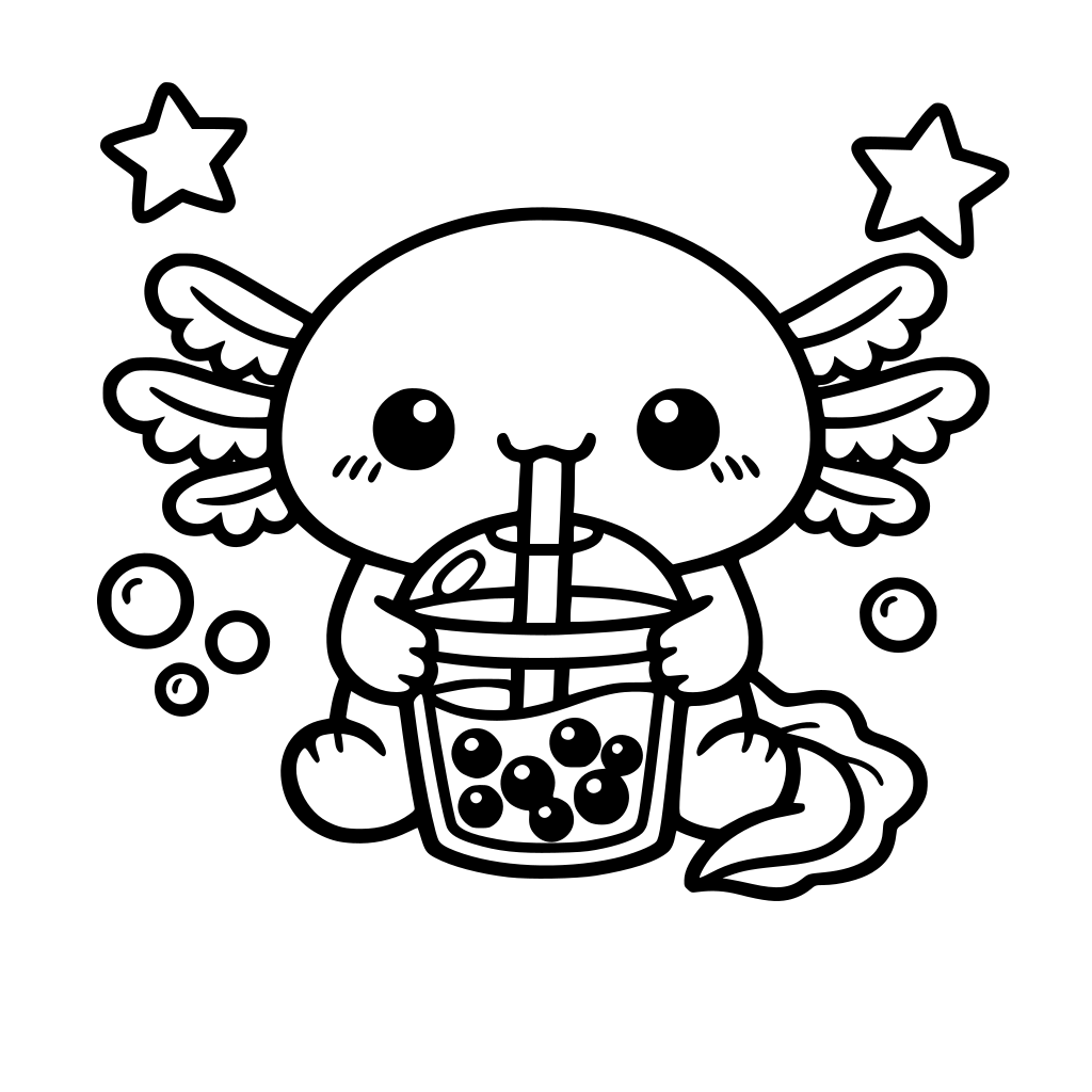 Kawaii Axolotl drink bobba