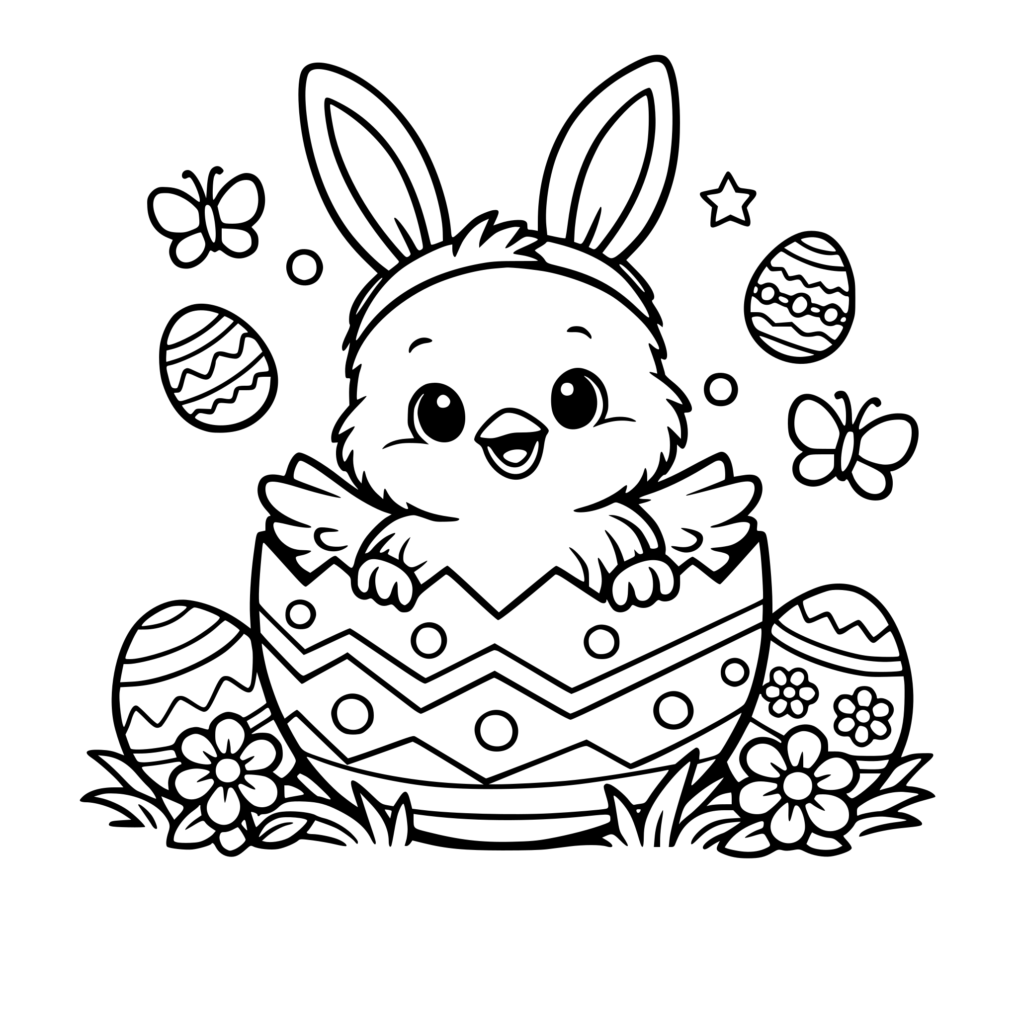 Crea un immagine con un pulcino ispirata alla pasqua