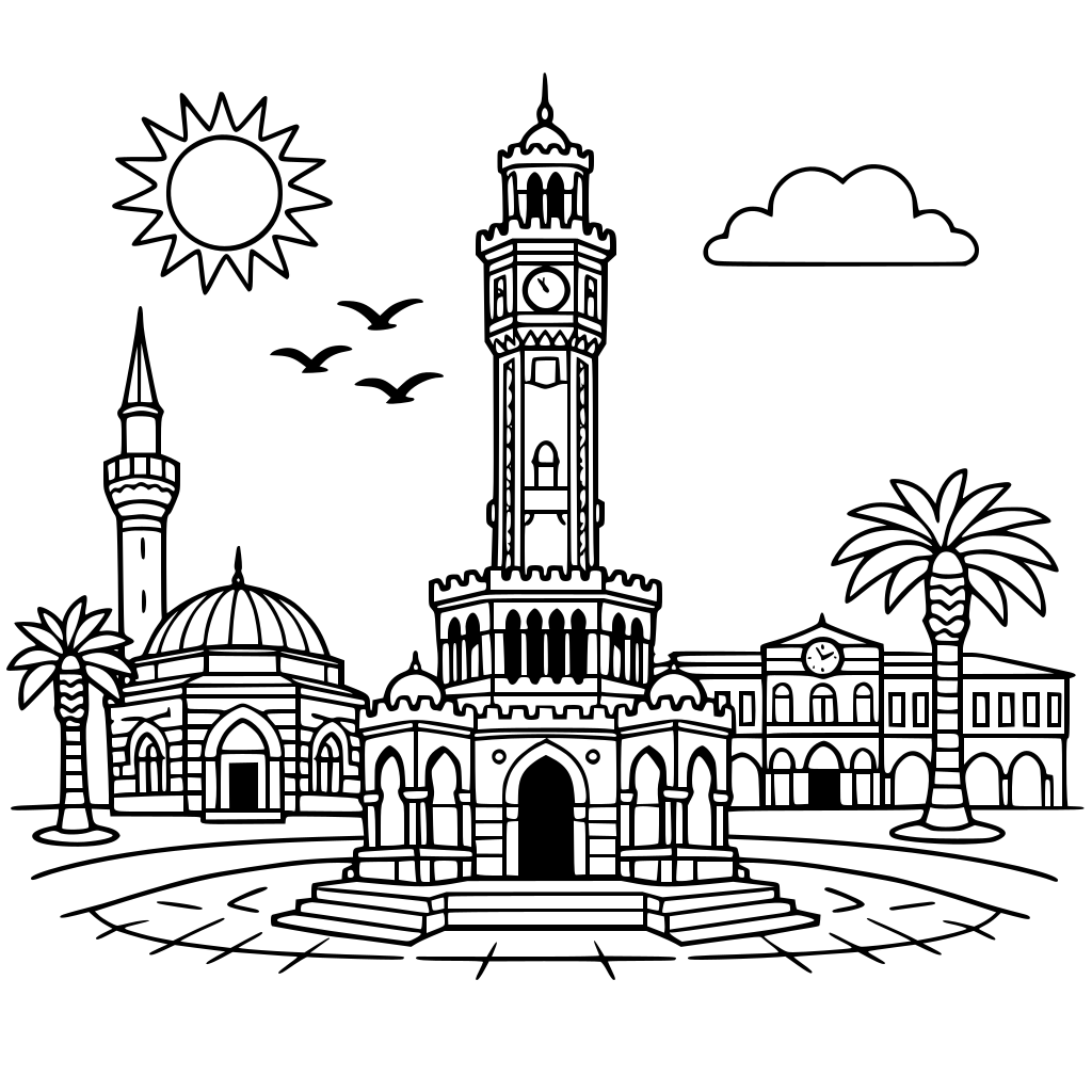izmir konak square scene with historical places