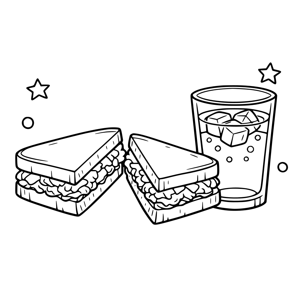 a sandwich with just tuna and mayo, make the sandwich sliced in half and give me a nice cold glass of water.