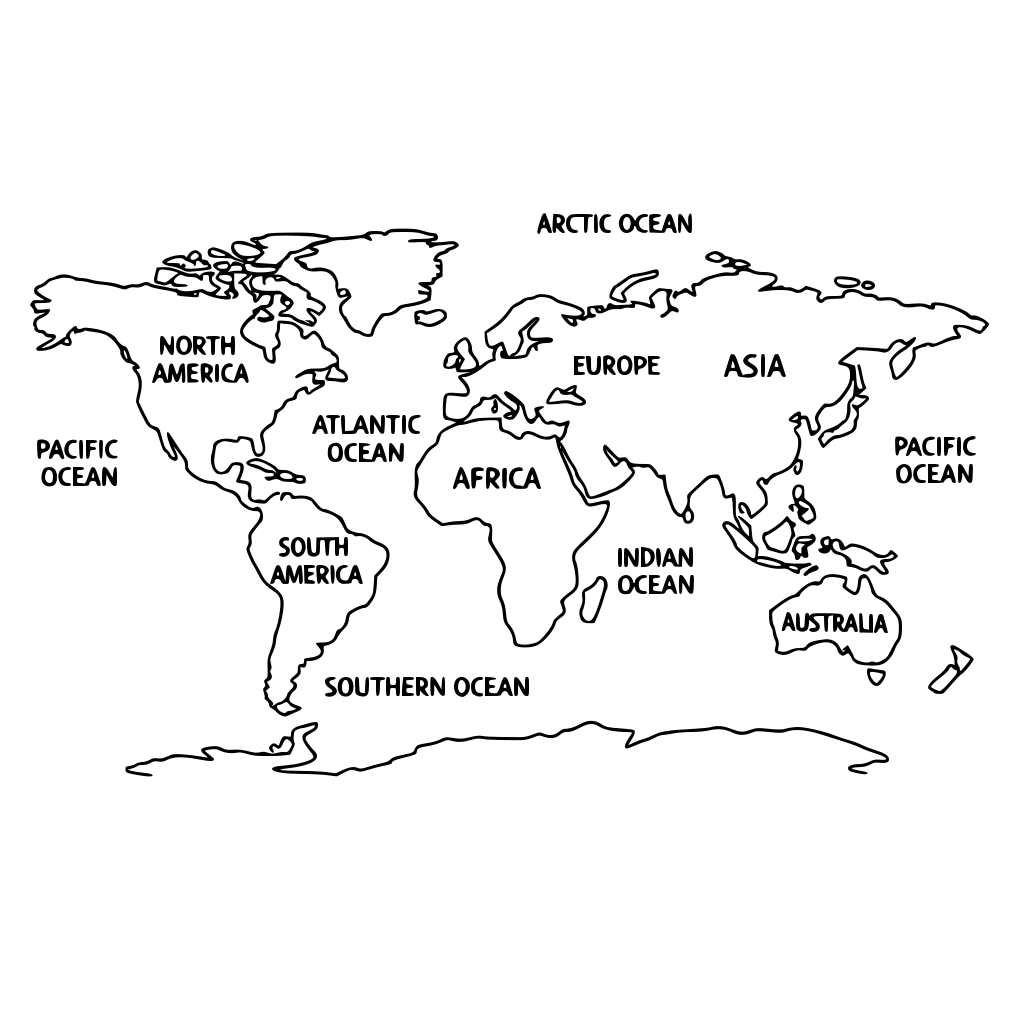 planisferio continentes e oceanos