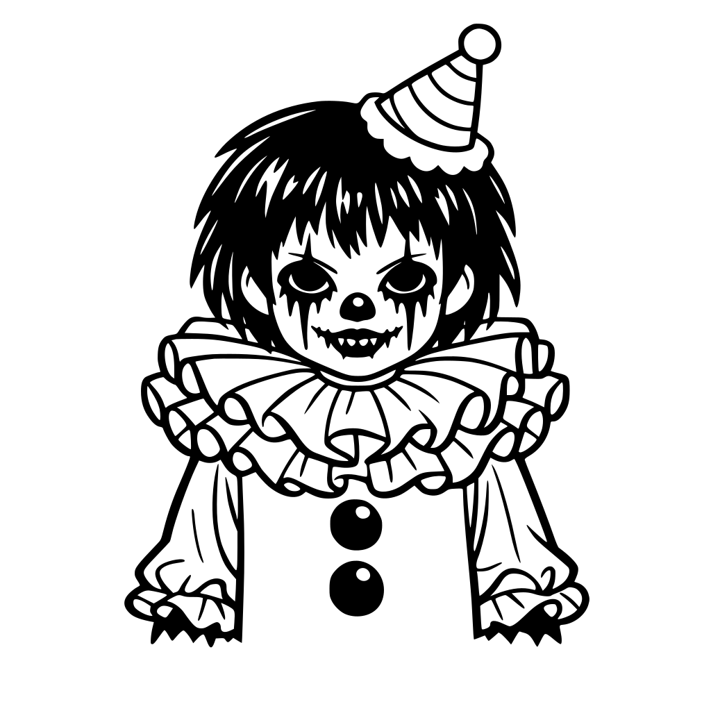 creepy gothi kid clown in ruffles