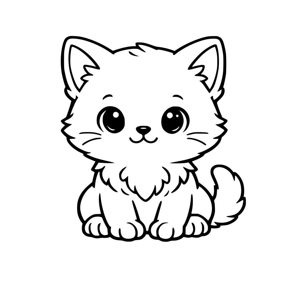 Um gato fofo filhote sentado