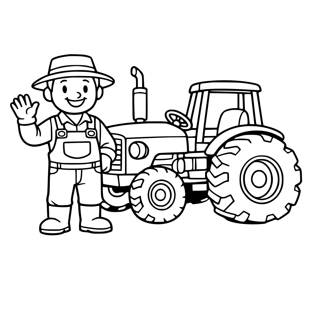 simple farmer with tractor