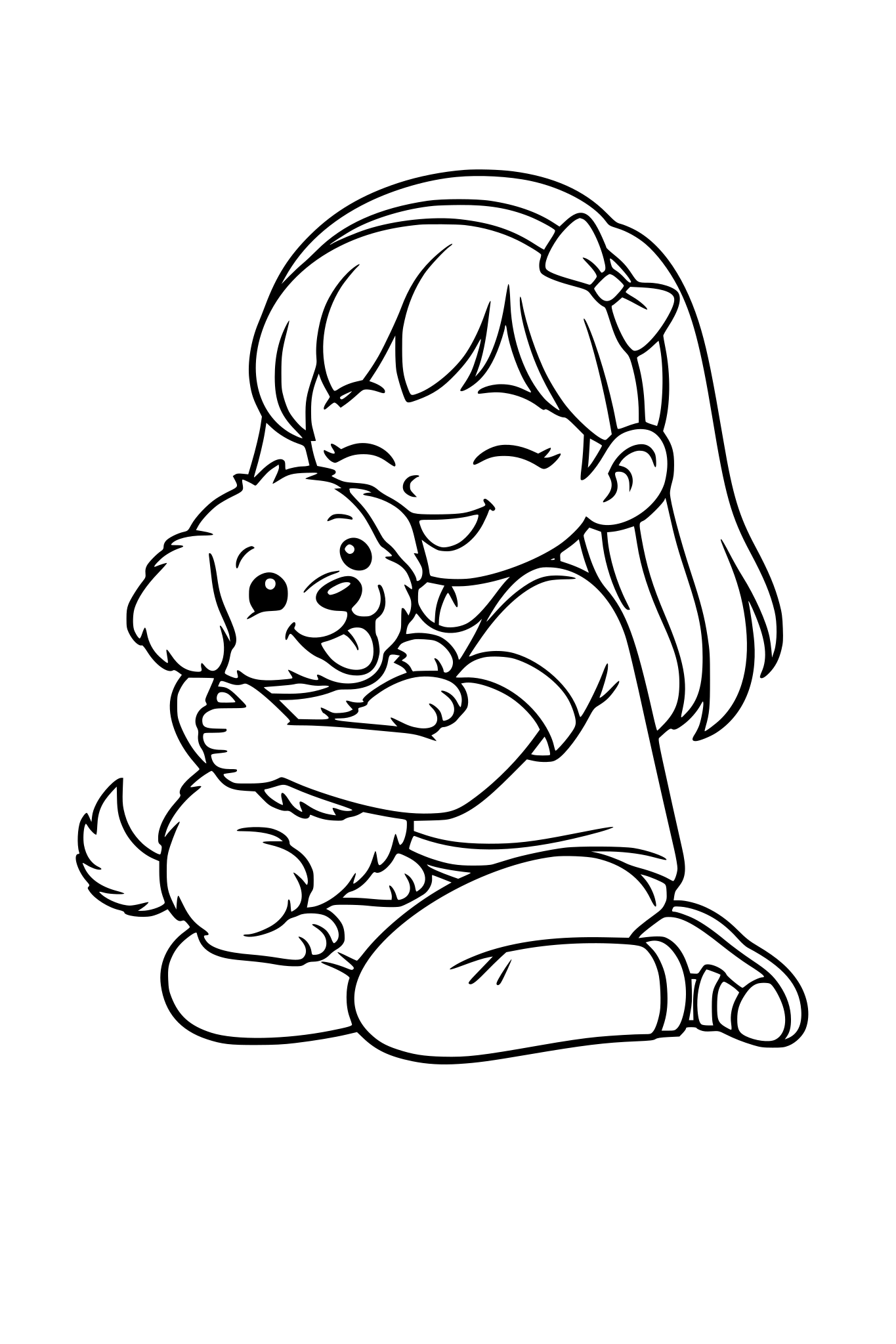 full page a young girl hugging a puppy