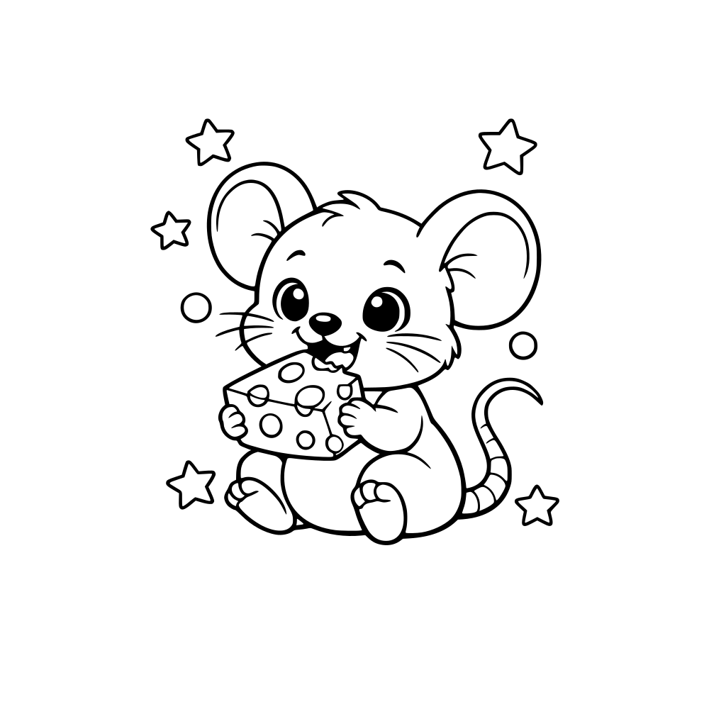 cute mouse eating cheese