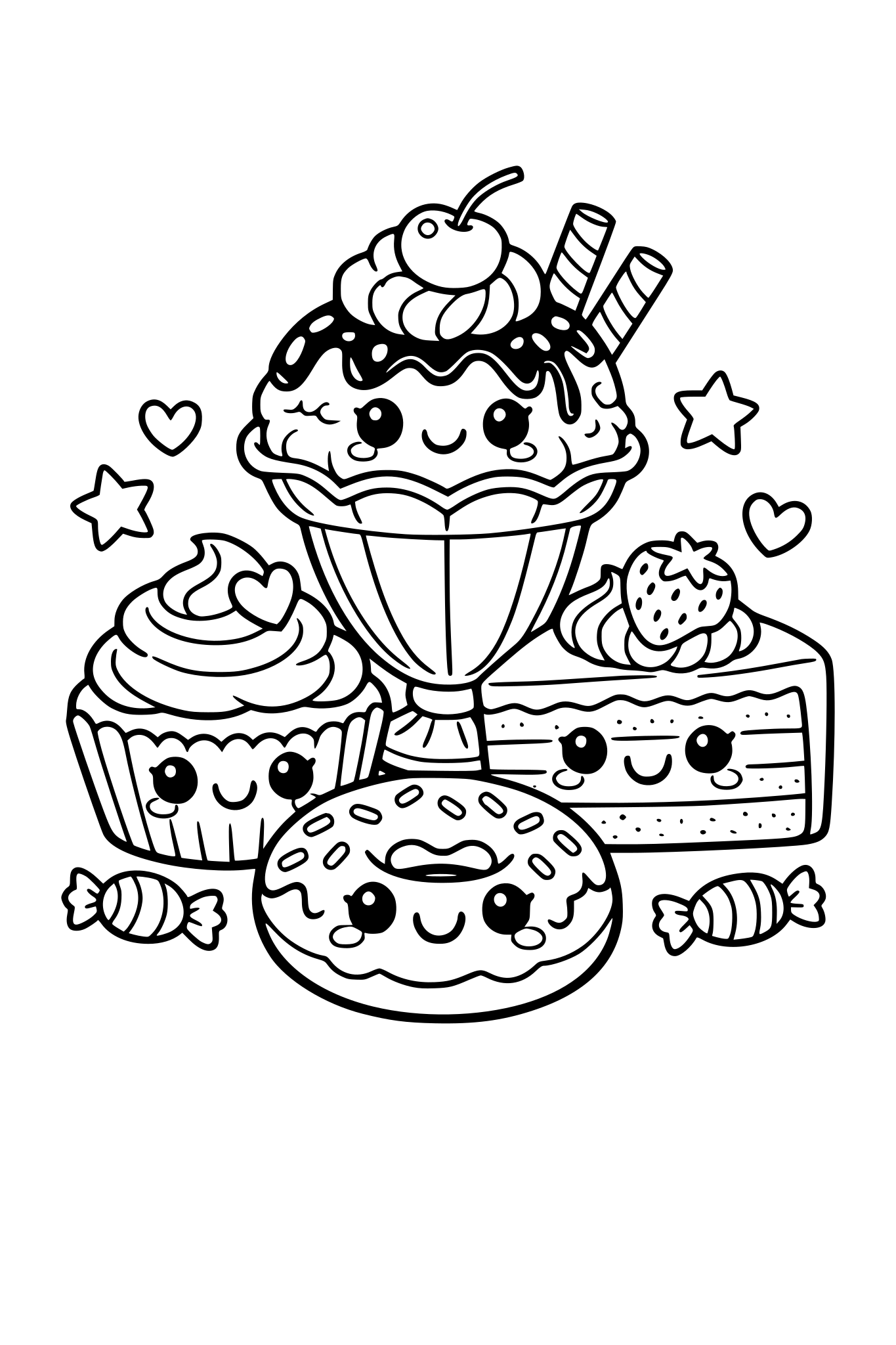 cute dessert coloring page
