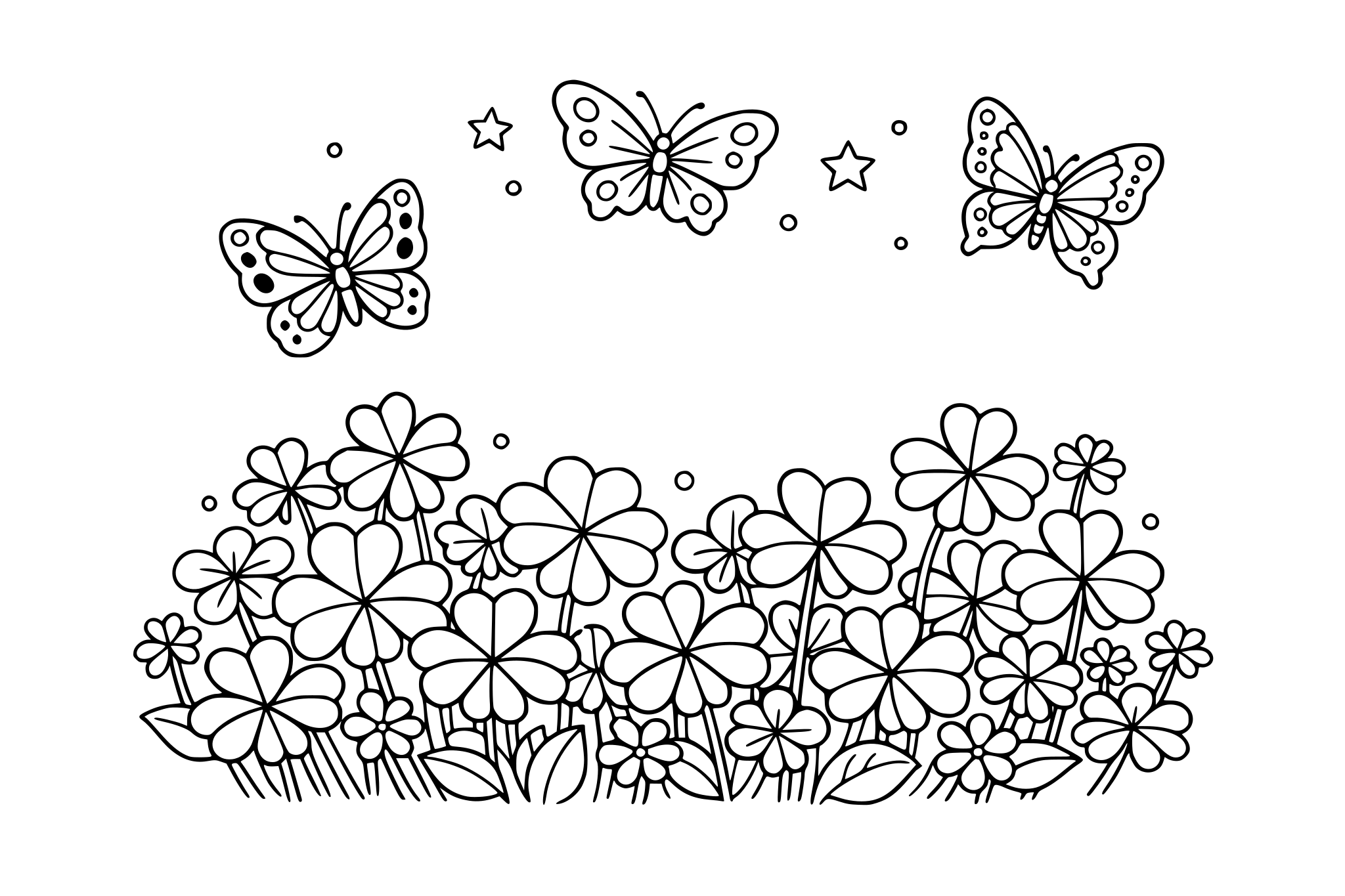 Shamrock garden with butterflies