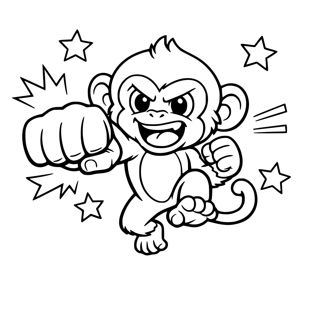 A colouring book with the monkey punch.