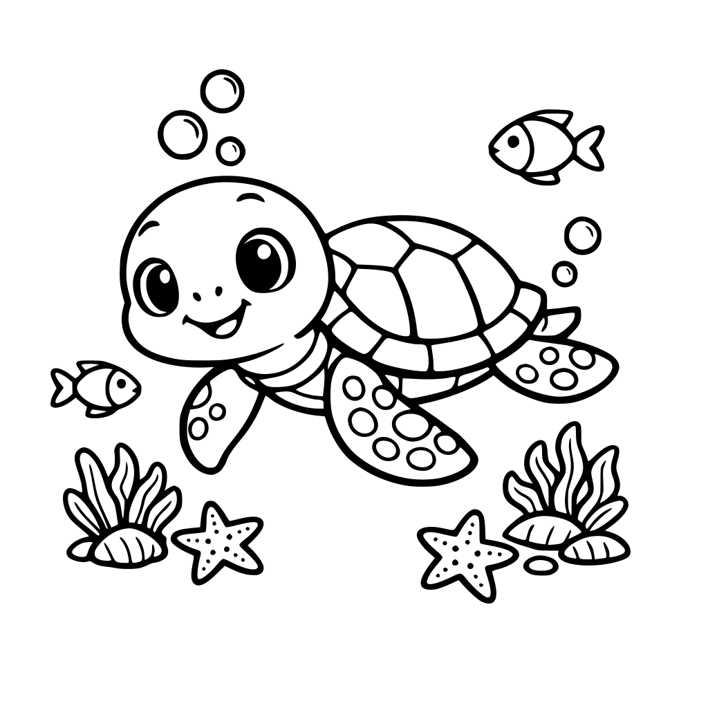 Cute see turtle swimming