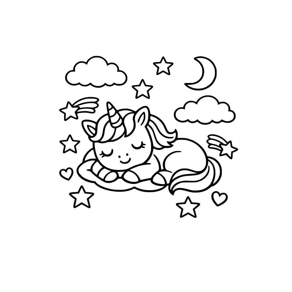 simple bold and easy cozy unicorn pattern coloring page