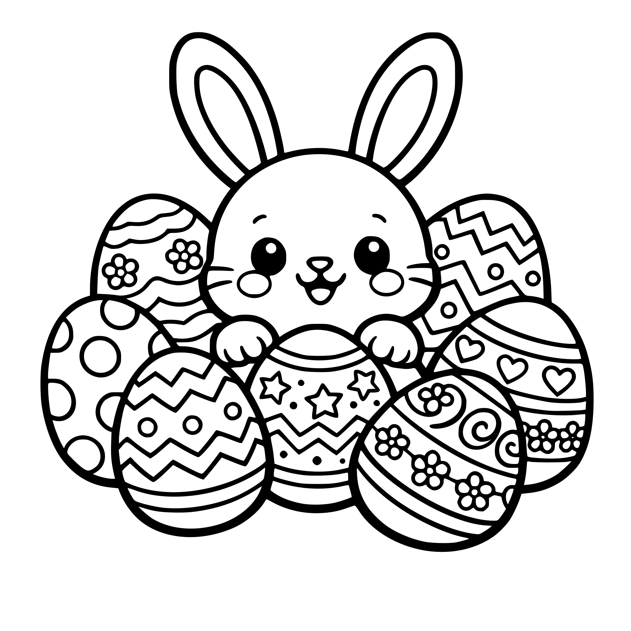 easter eggs with bunny bold lines high quality