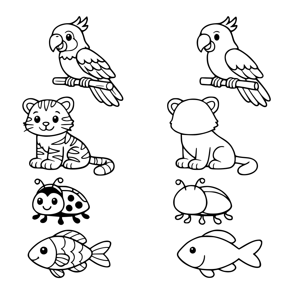 حيوانت ملونة وغير ملونة