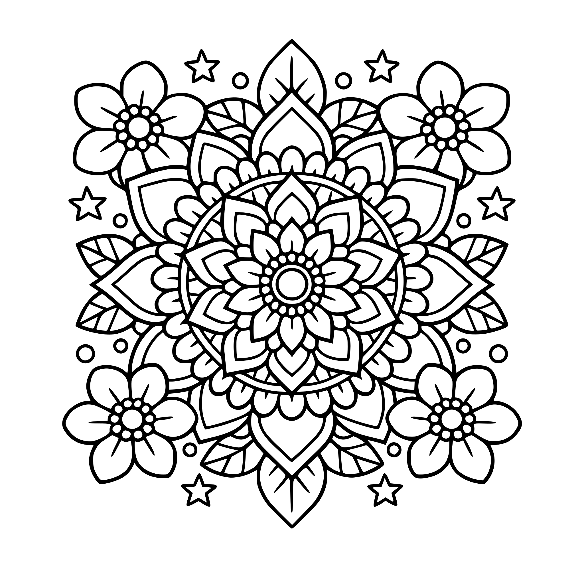 Mandala outline , flower outline,, easy,relaxing