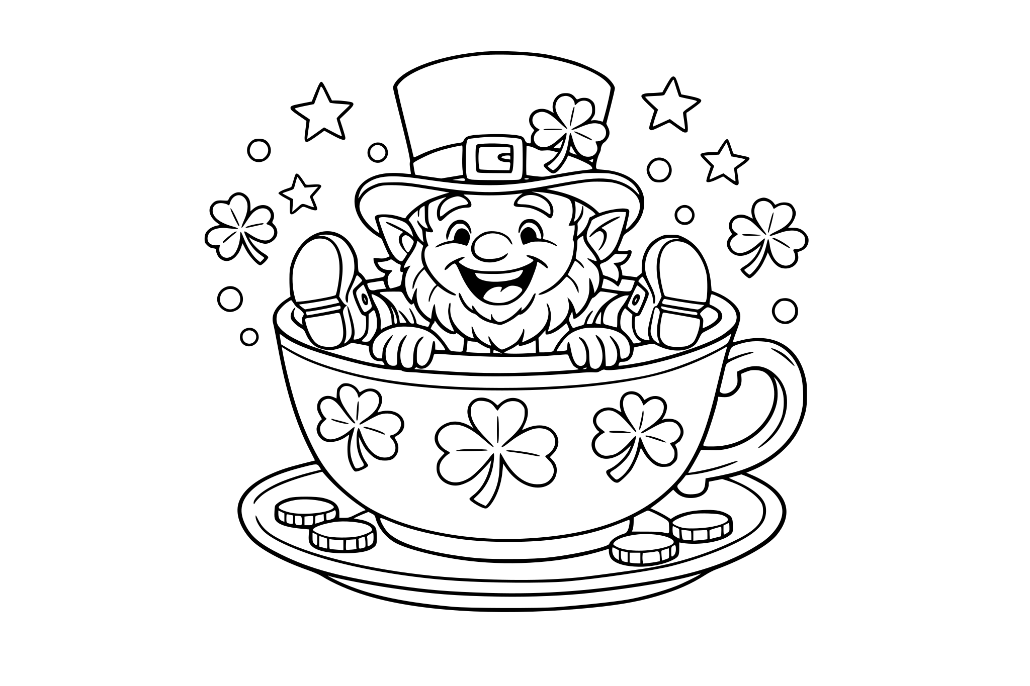 Happy Leprechaun stuck inside a teacup