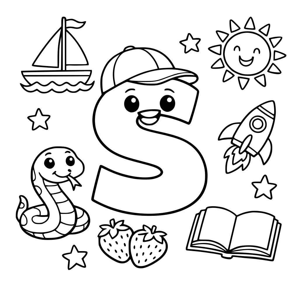 S tyle: Line Art / Outline / Kids Coloring Background: Transparent sau White