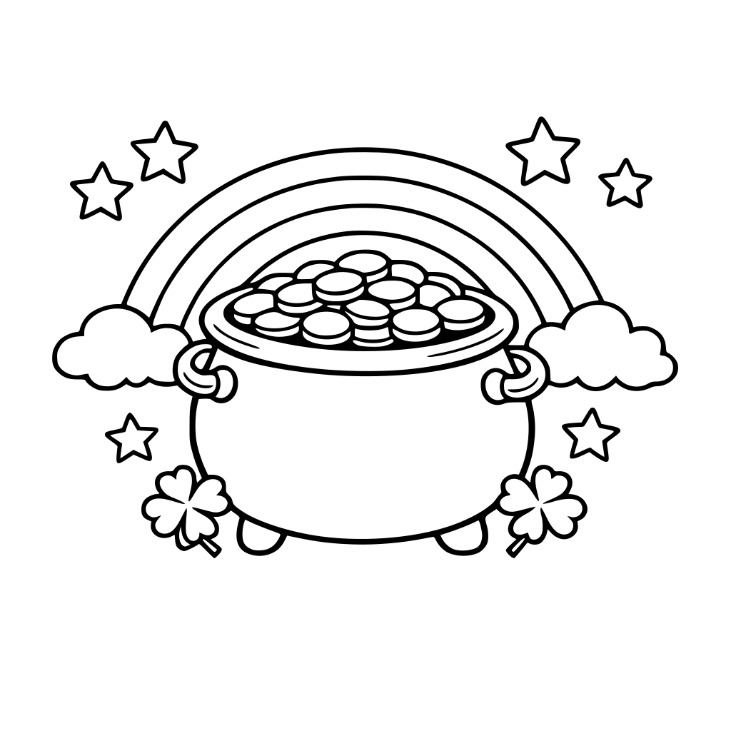 picture of pot of gold for kids to color