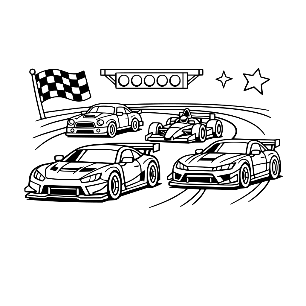 group of cars on the racing track