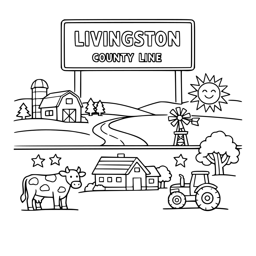 Please color the image from the Livinston County line down in green highlighter