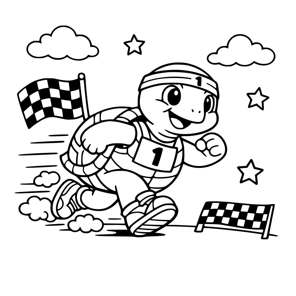 초록색 거북이가 경주를 하고 있어