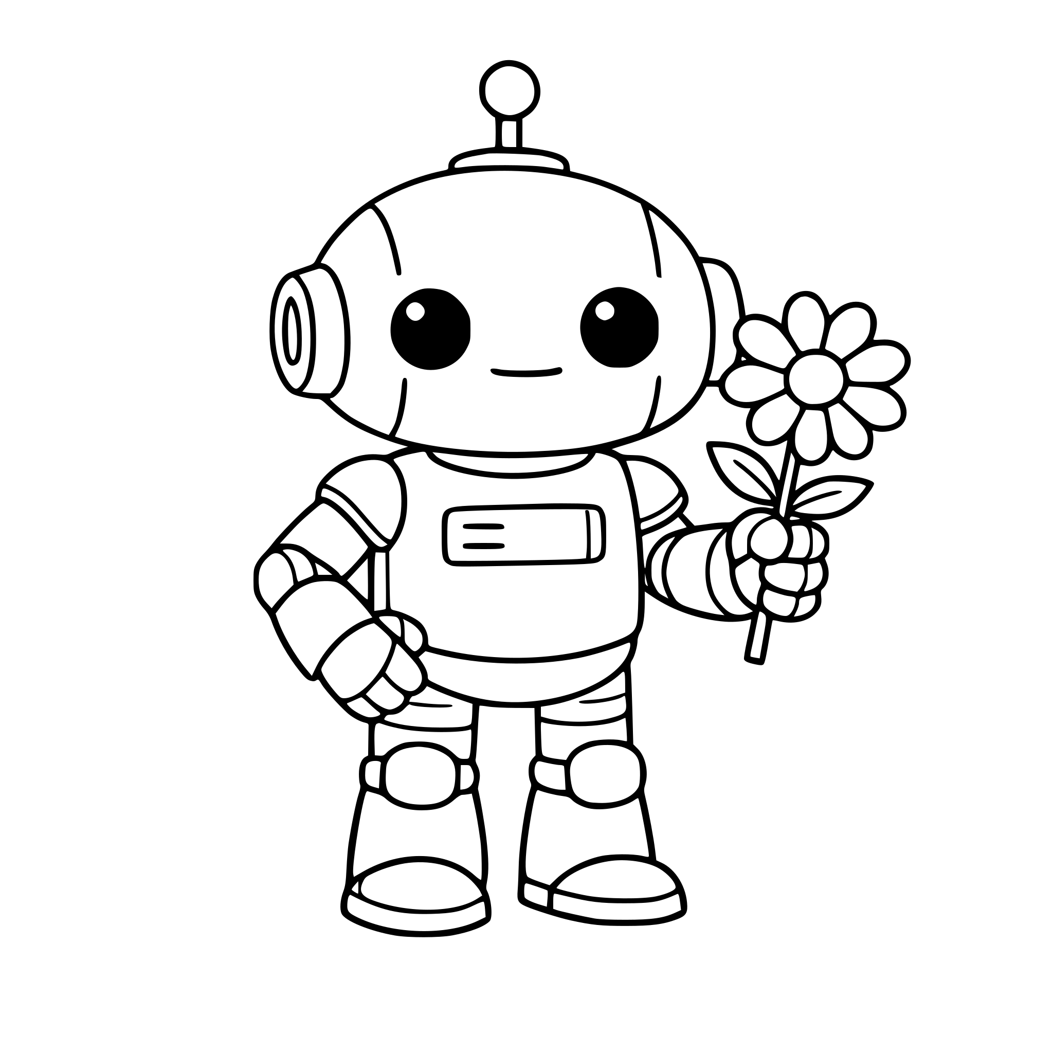 um robor com uma uma flor