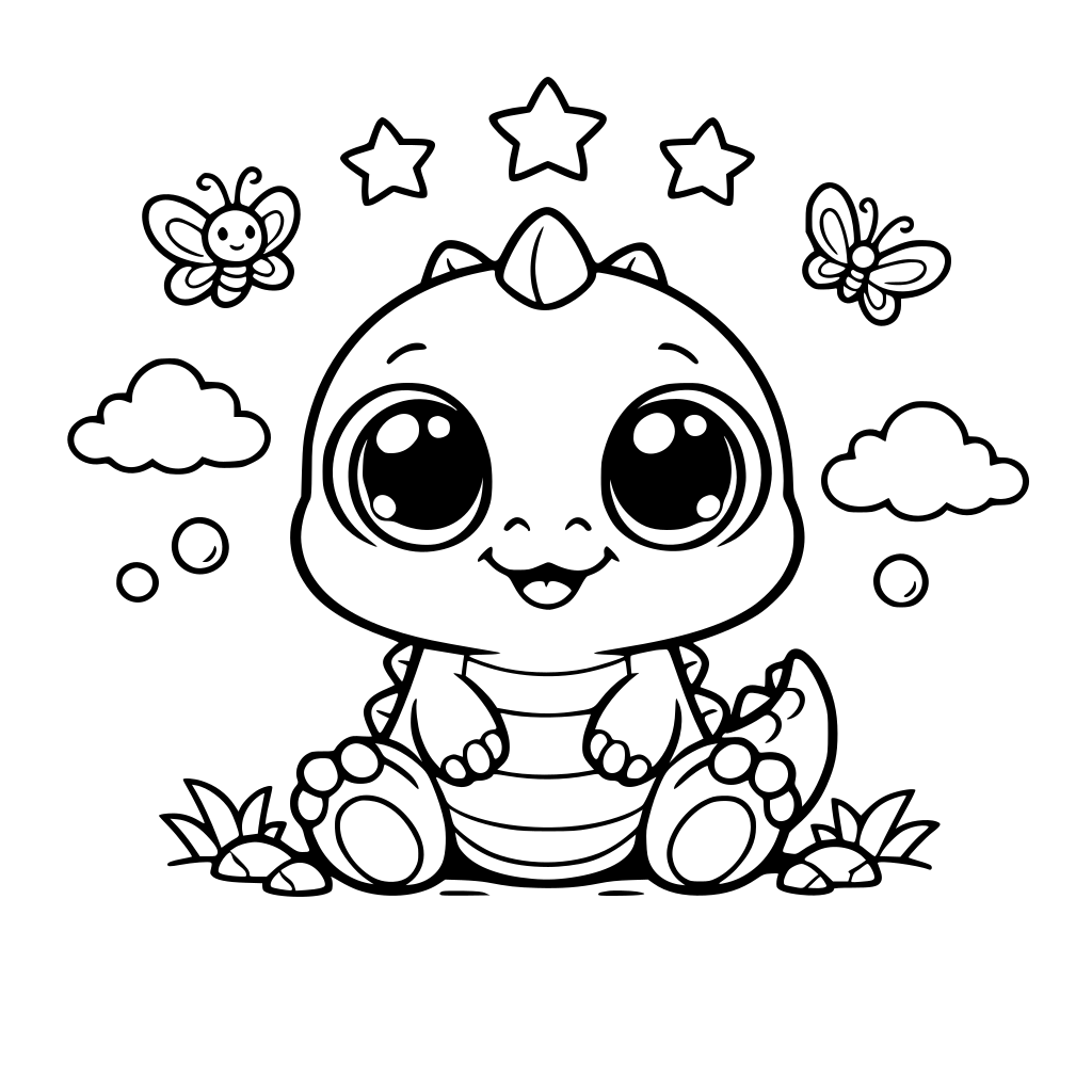 Cute bubble eyed baby dino