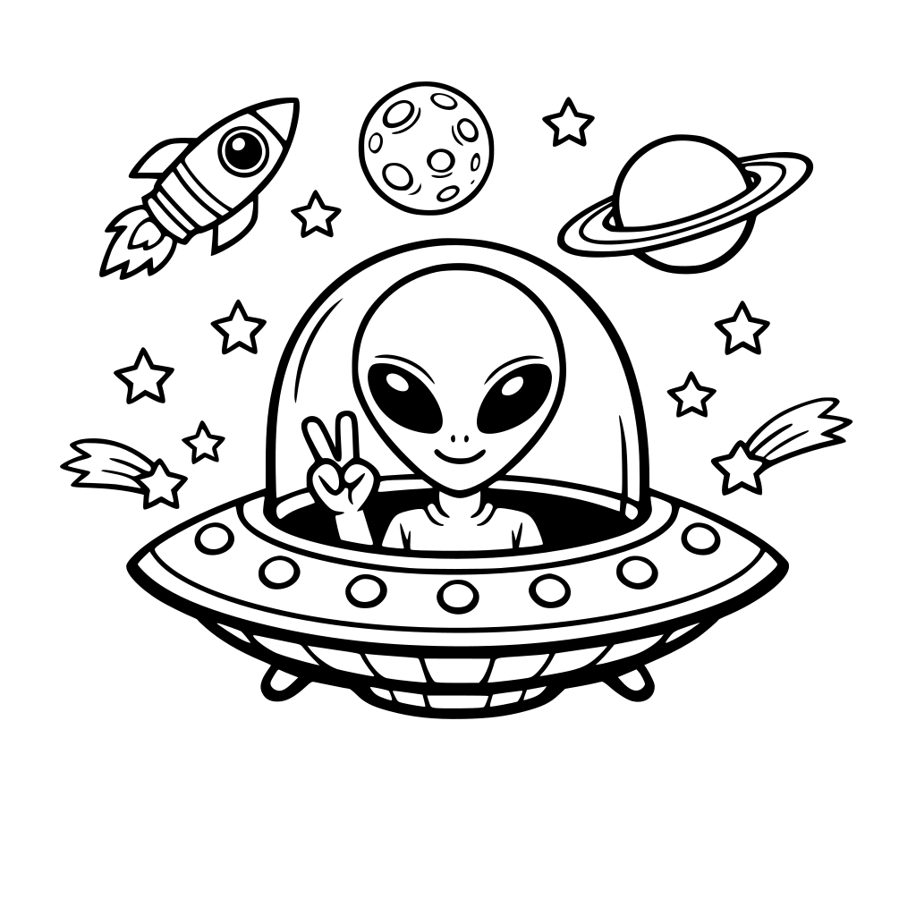 LOGO DE EXTRATERRESTRE PARA COLOREAR