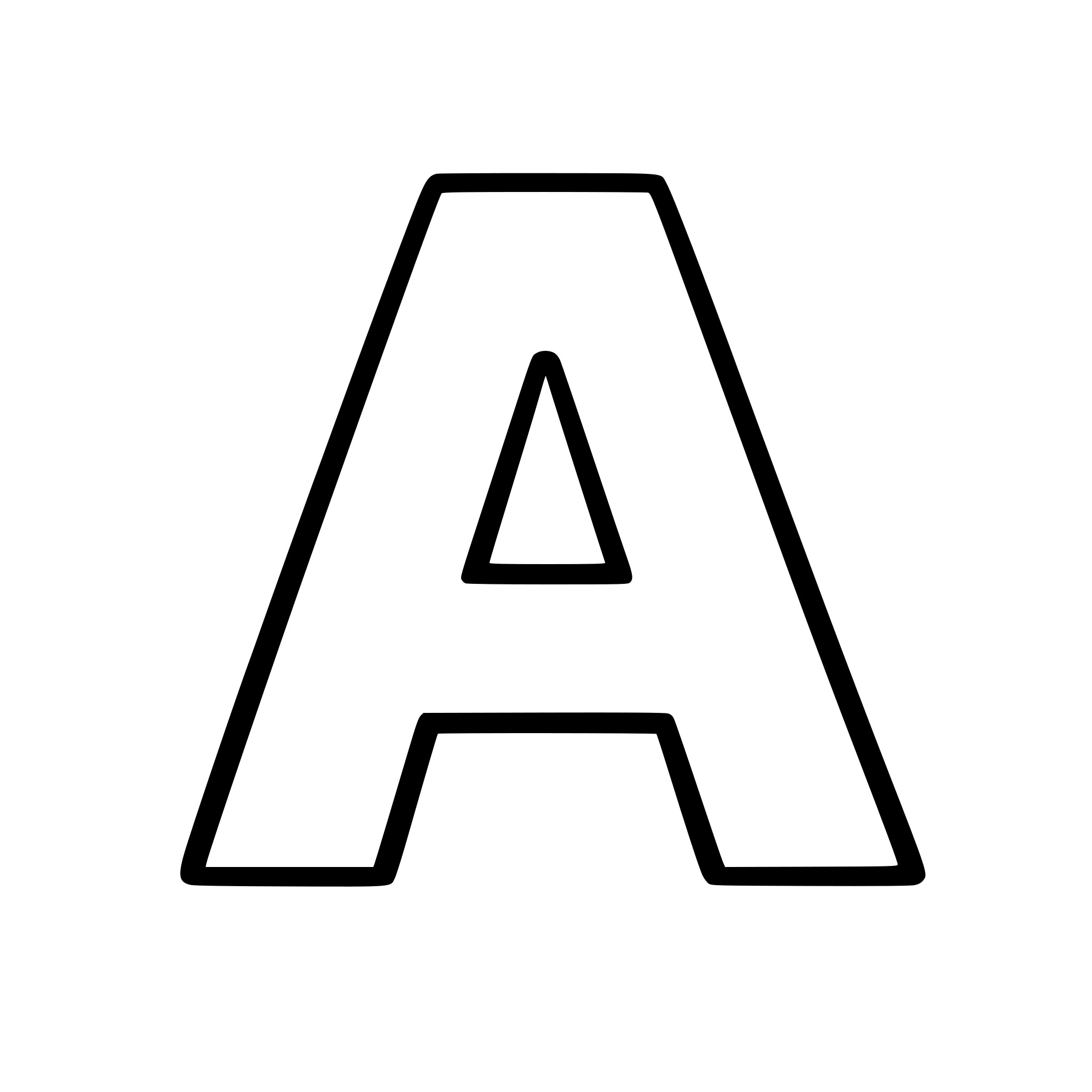 A letter A with black outline