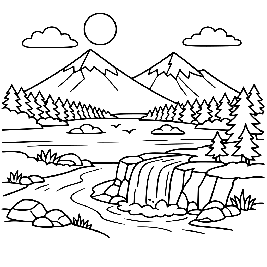 aku ingin membuat buku mewarnai dengan tema pemandangan alam sebanyak 10 halaman