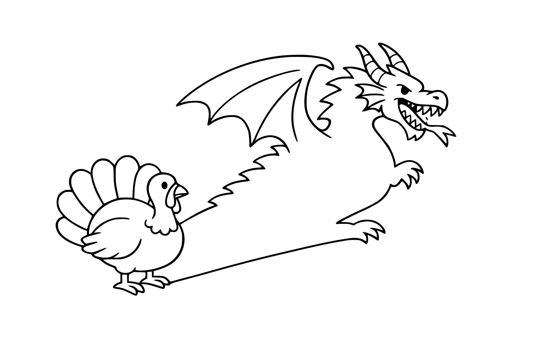 A turkey shadow that turns into a dragon. Keep rounded shapes + minimal line weight variation.