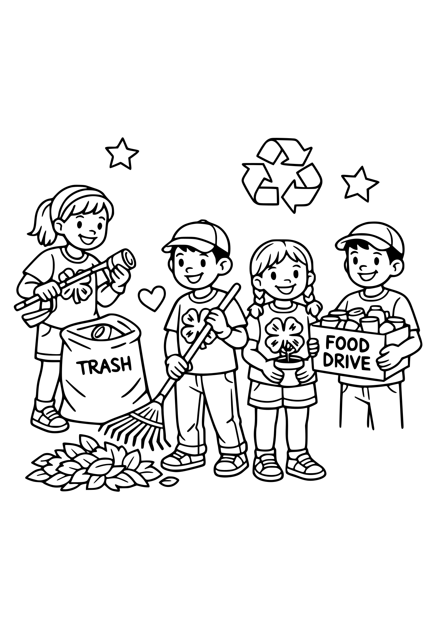 4-H scene with kids doing community service