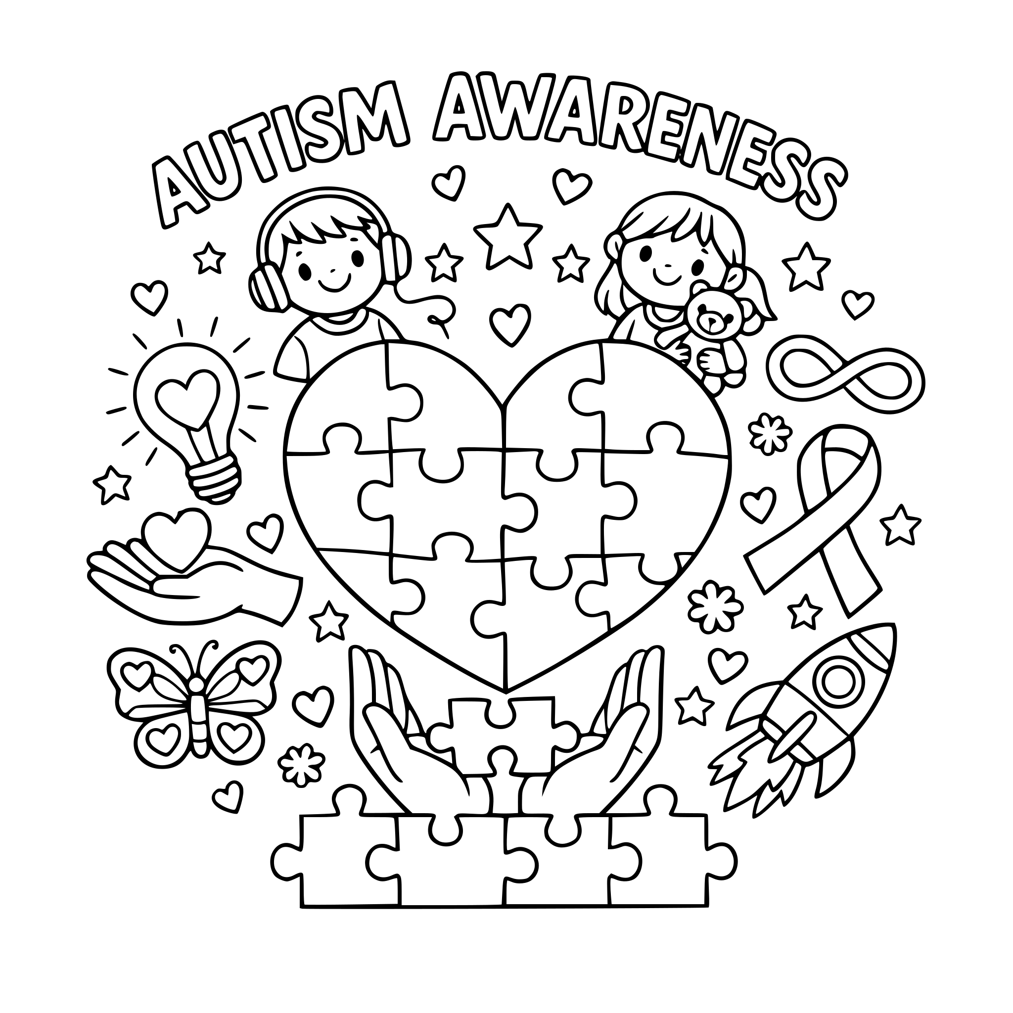 adult coloring page for an autism awareness event