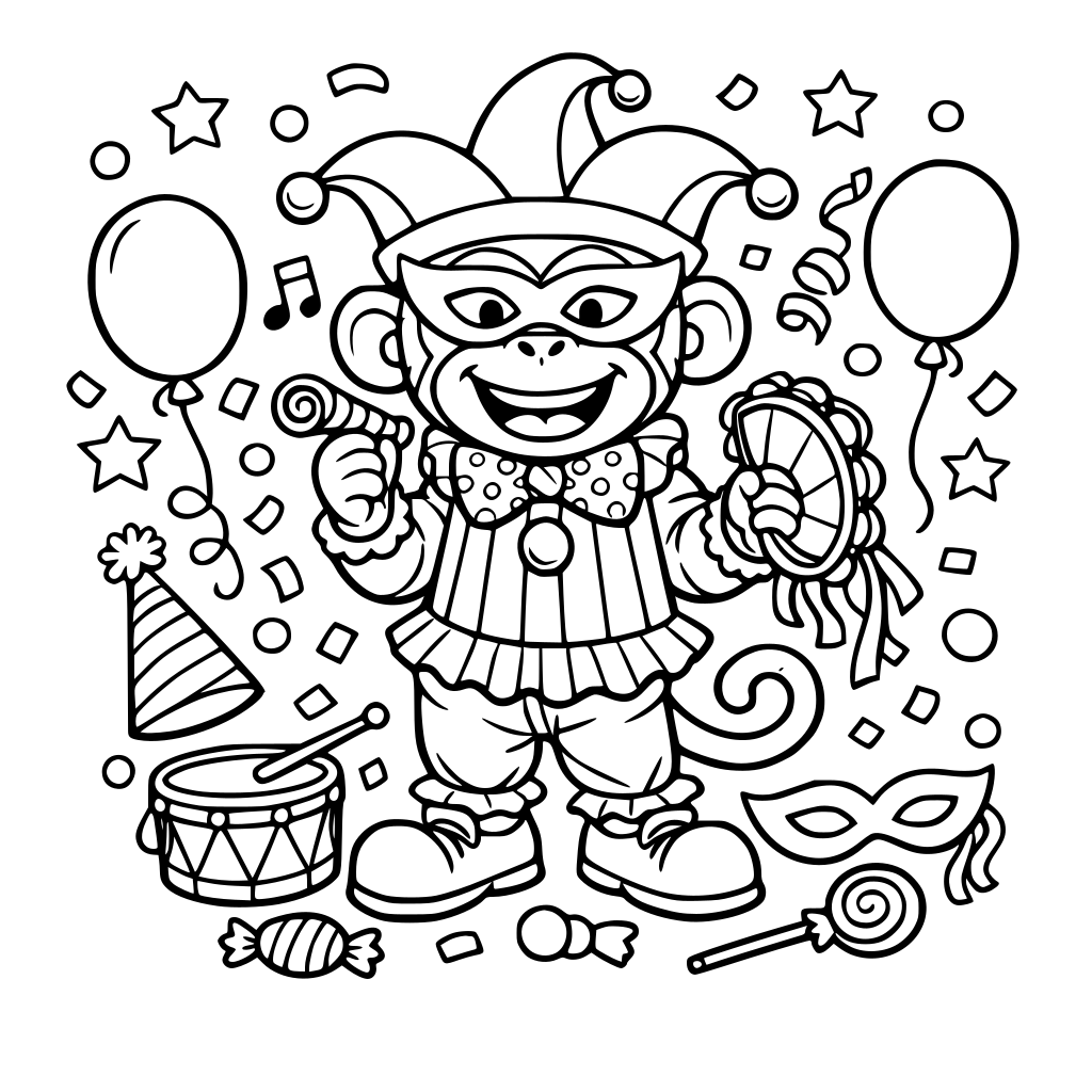 Affe Fasching Karneval Konfetti Verkleidung