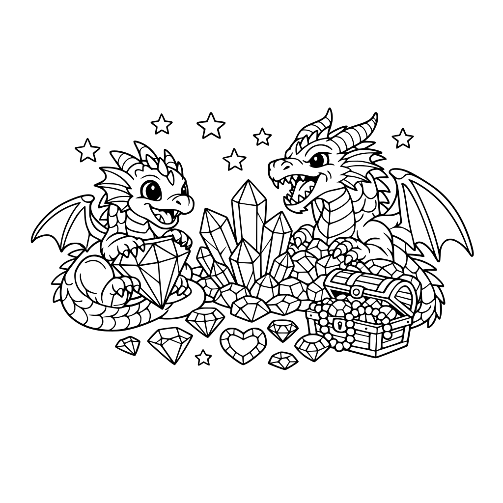 Coloring book With dragons diamods