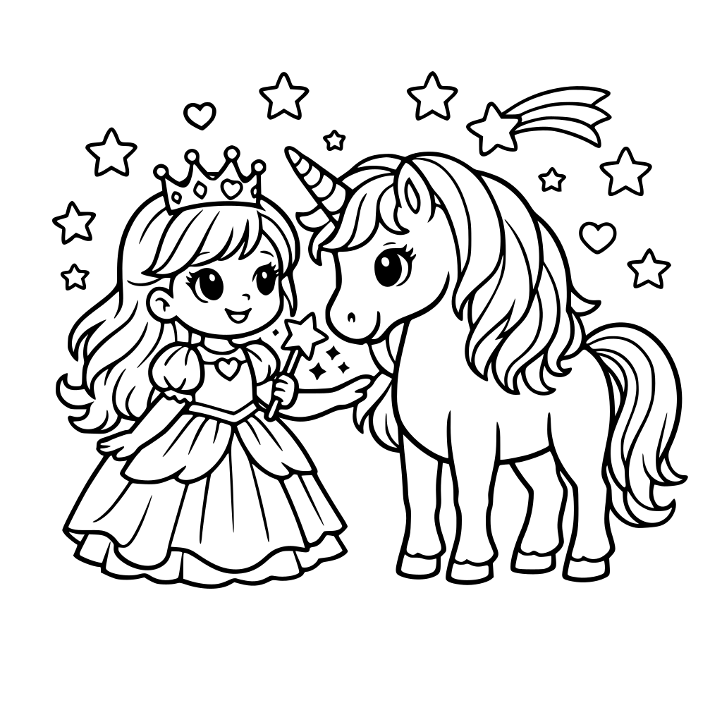 Mädchen malbuch einhorn prinzessin magisch