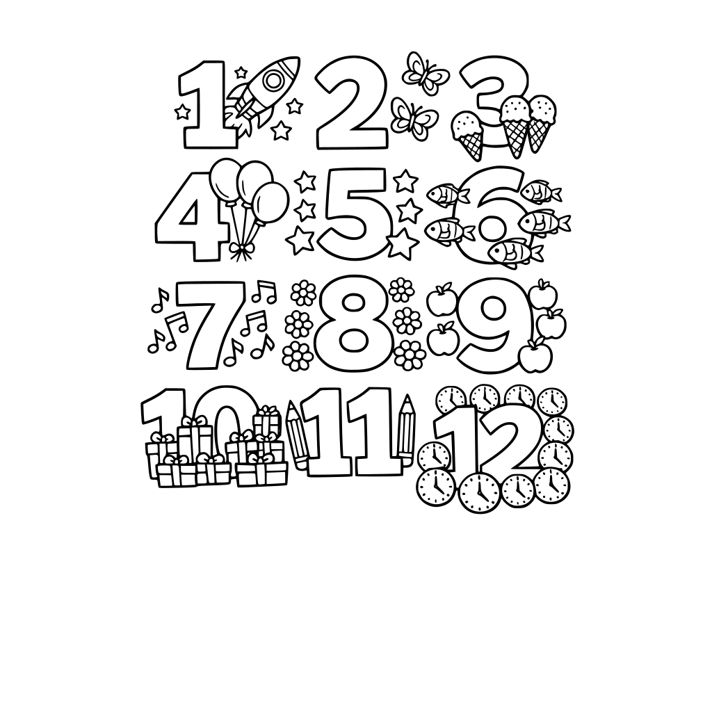 números con detalles del 1 al 12