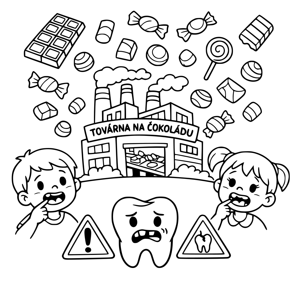Továrna na čokoladu a bonbóny padají z nebe jenže pozor na zuby milé děti