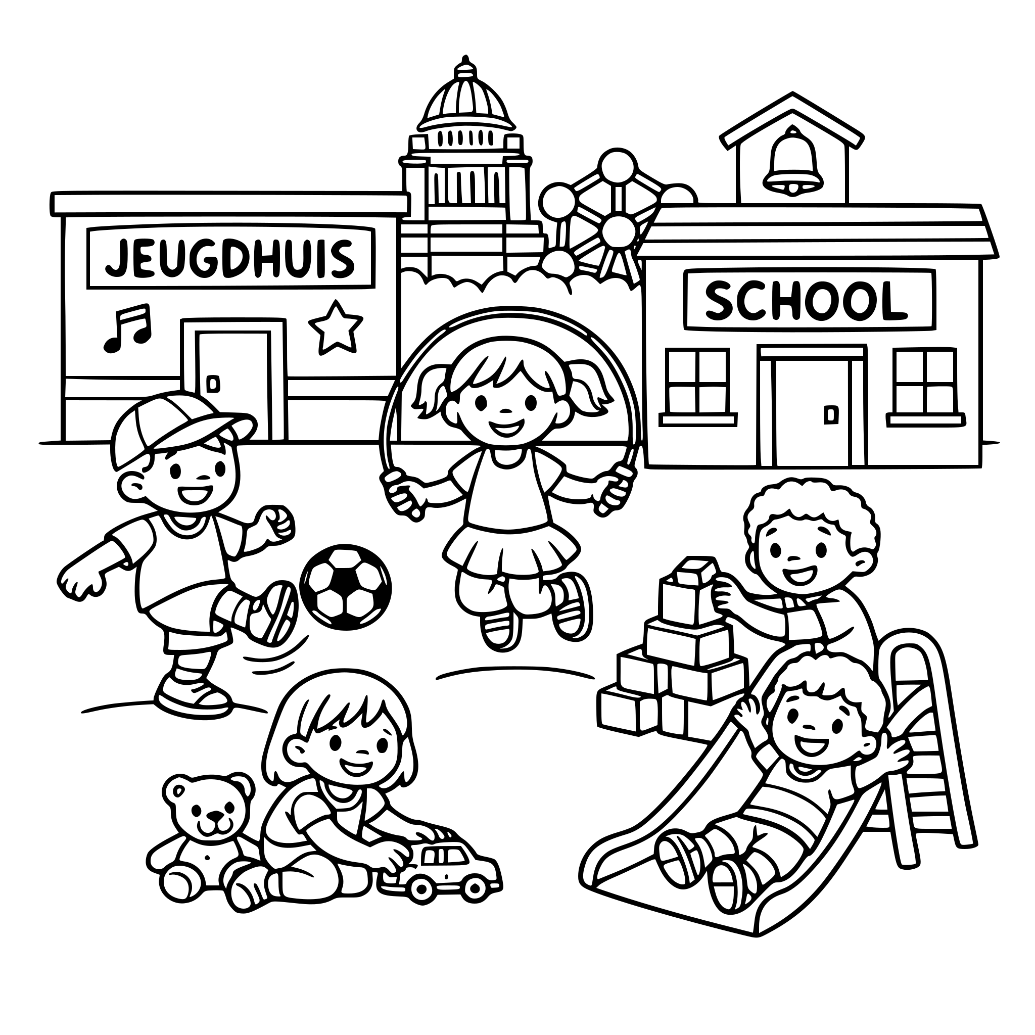 jeugdhuis, lagere school, brussel, kinderen, spelen,