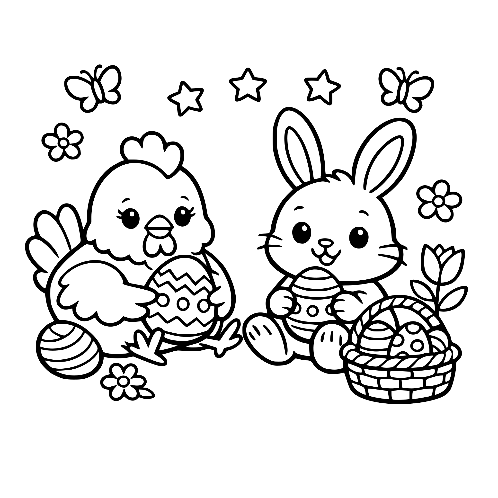 poule et lapin de paques