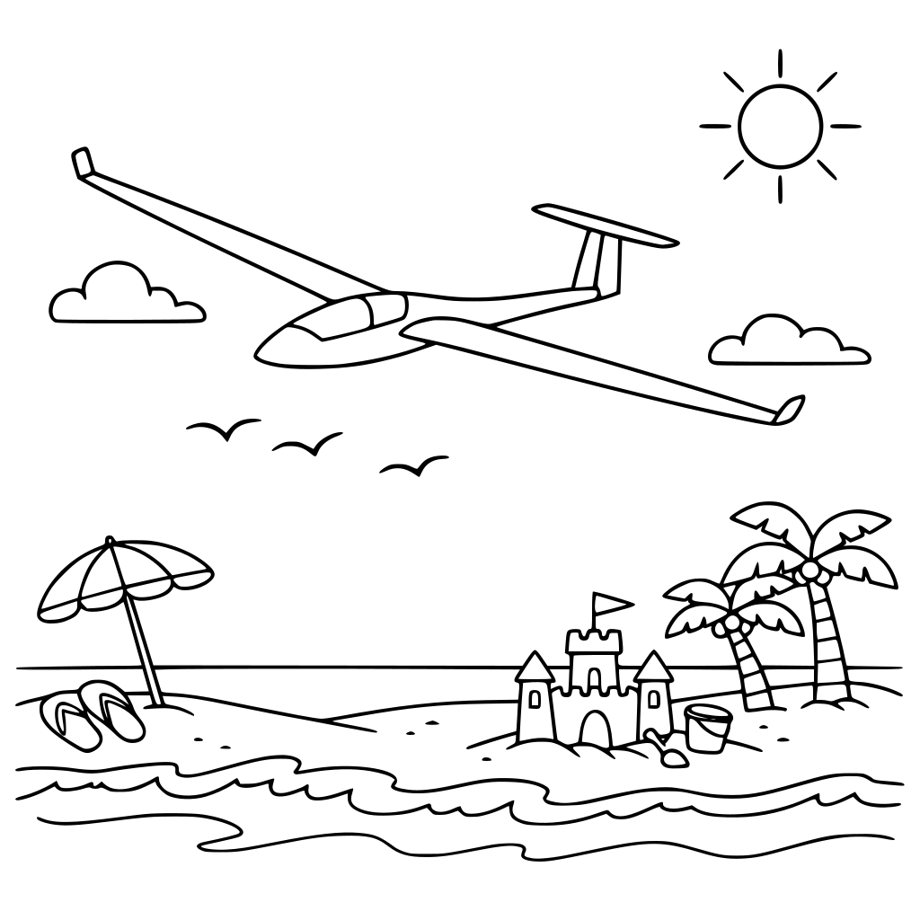 glider flying in beach