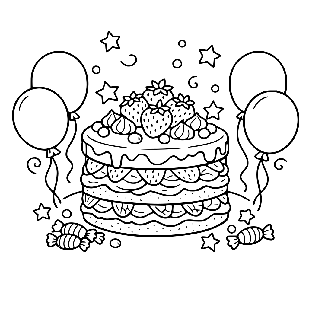 Strawberry shortcake with birthday balls