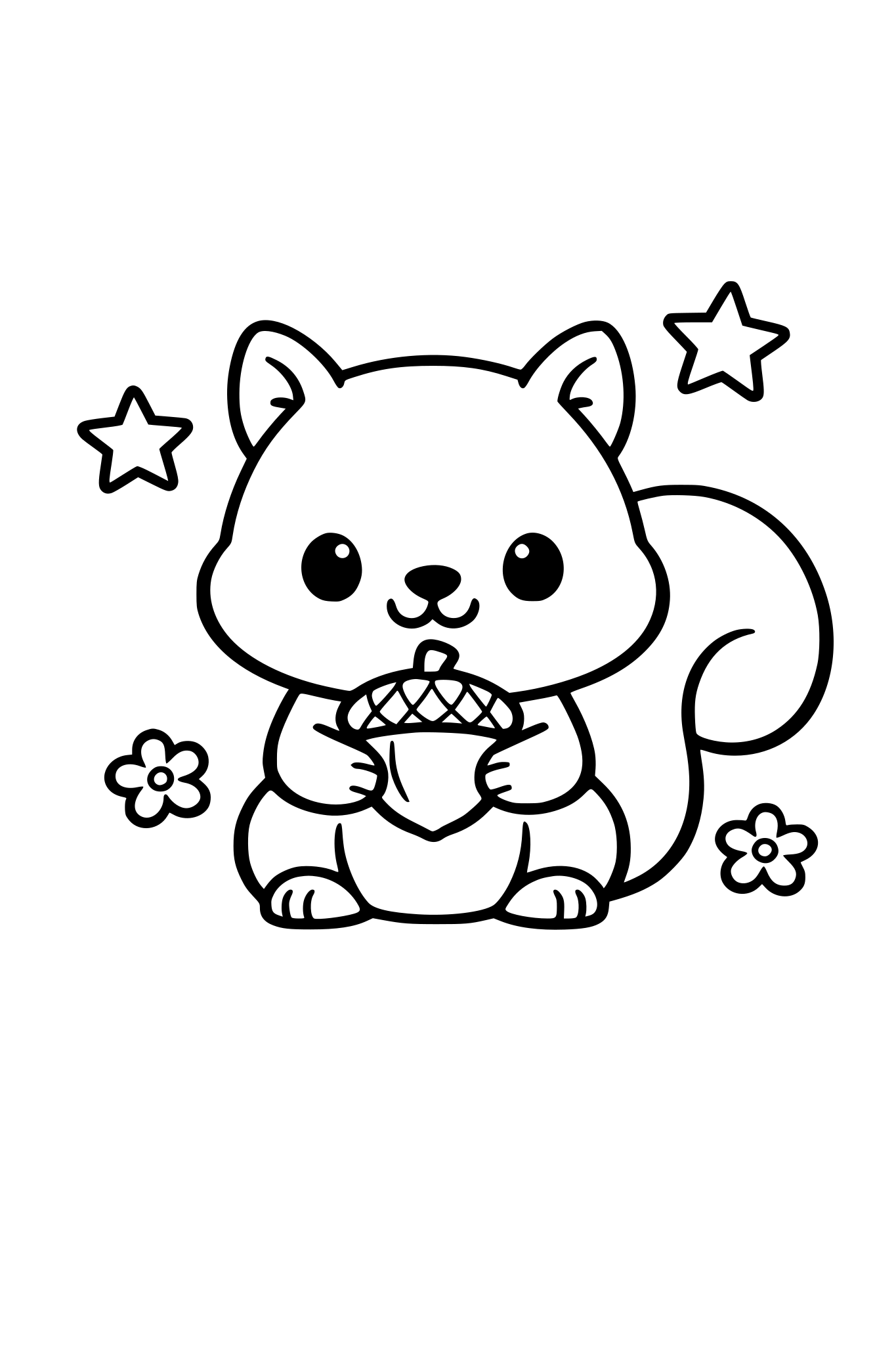 Cute squirrel holding an acorn, simple design
