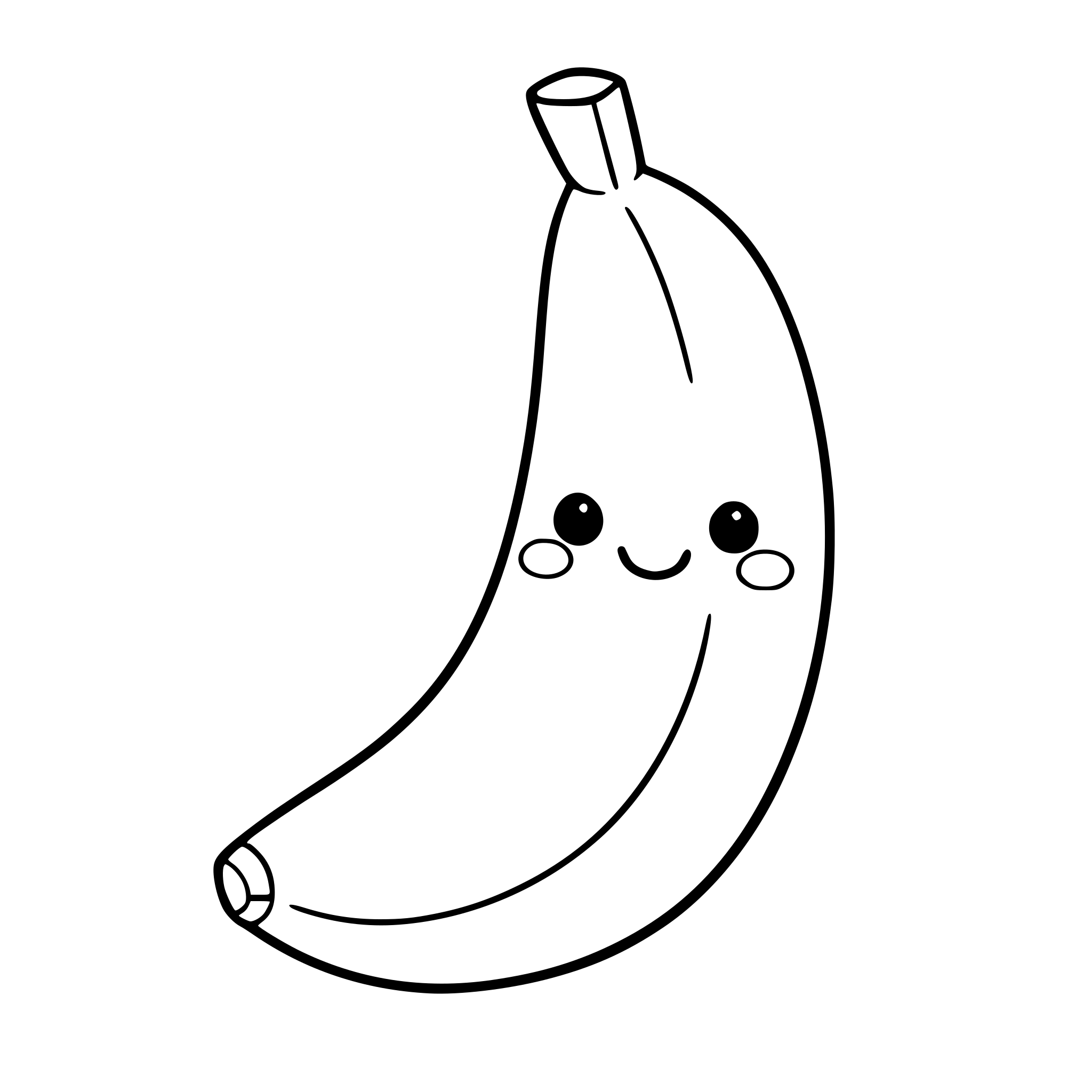 a cute, cartoonish banana that has rosy cheeks and a nice warm smile. with no bg and no effects and no hearts around it