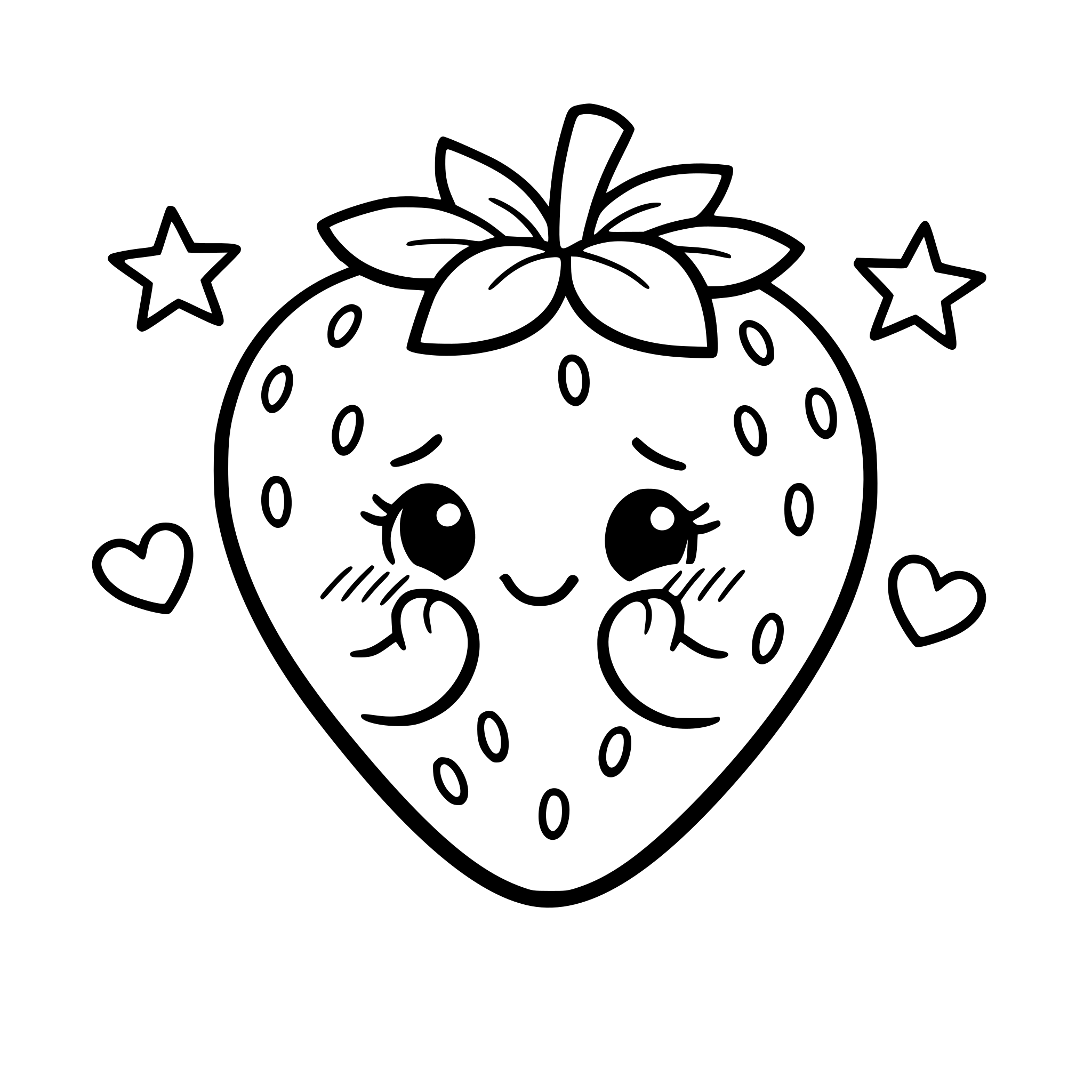 strawberry with shy face