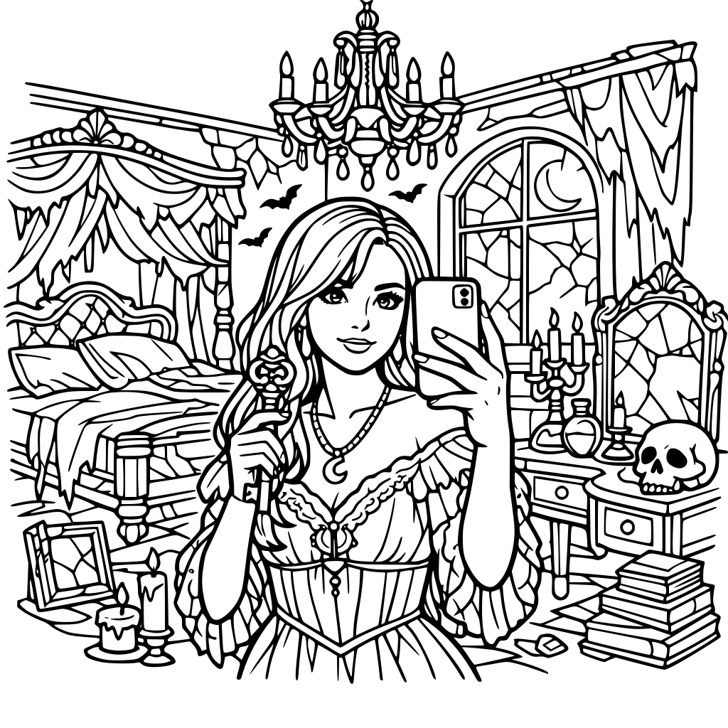 A abandoned manor mystery selfie aesthetic fantasy master bedroom for girls & women