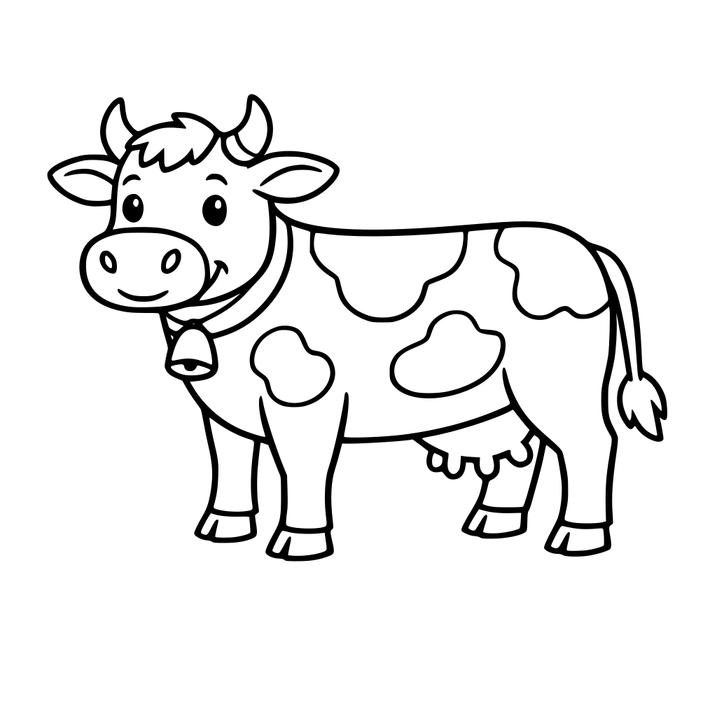 cow in black and white outline format