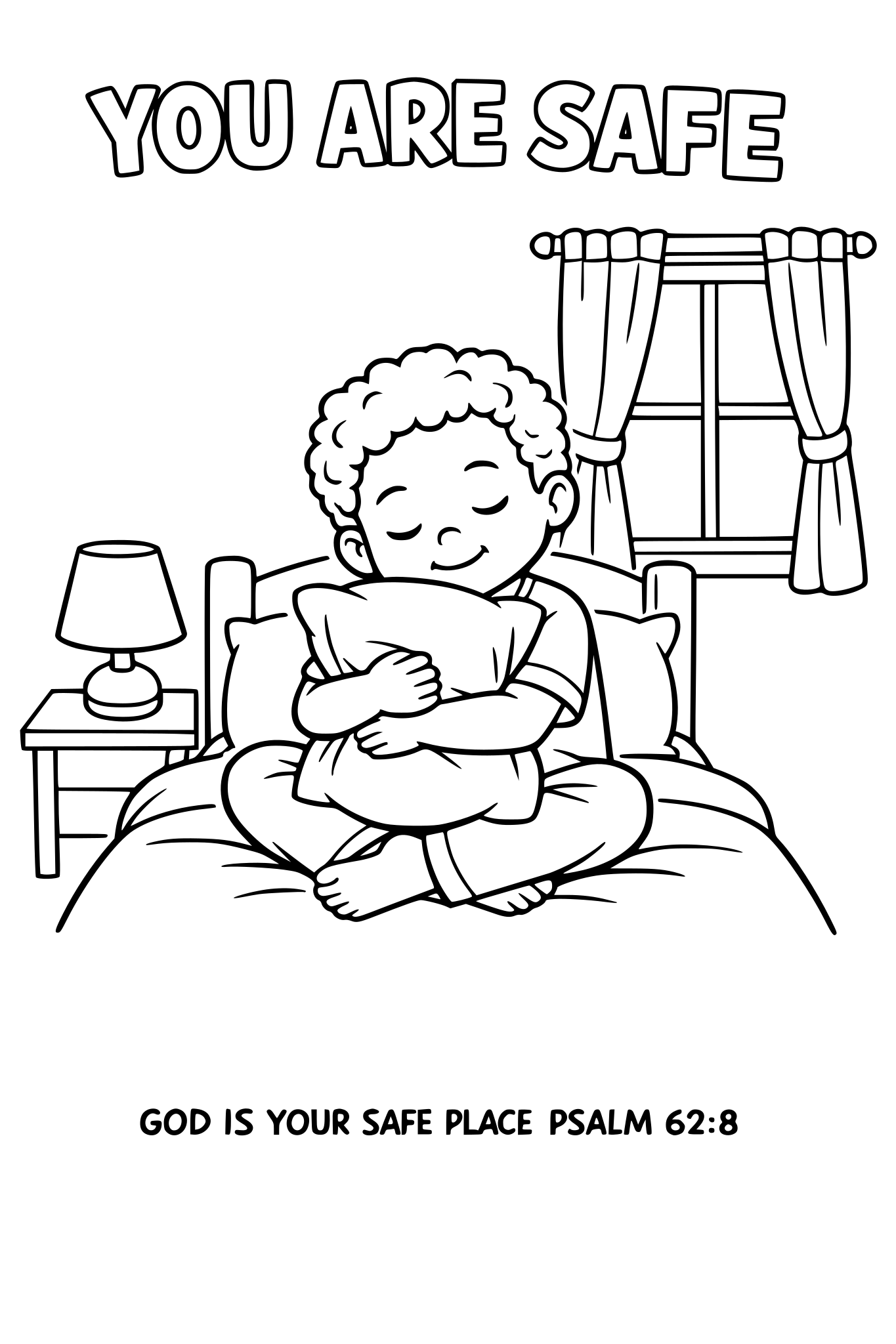 Black and white coloring page, simple kids line art, one chi