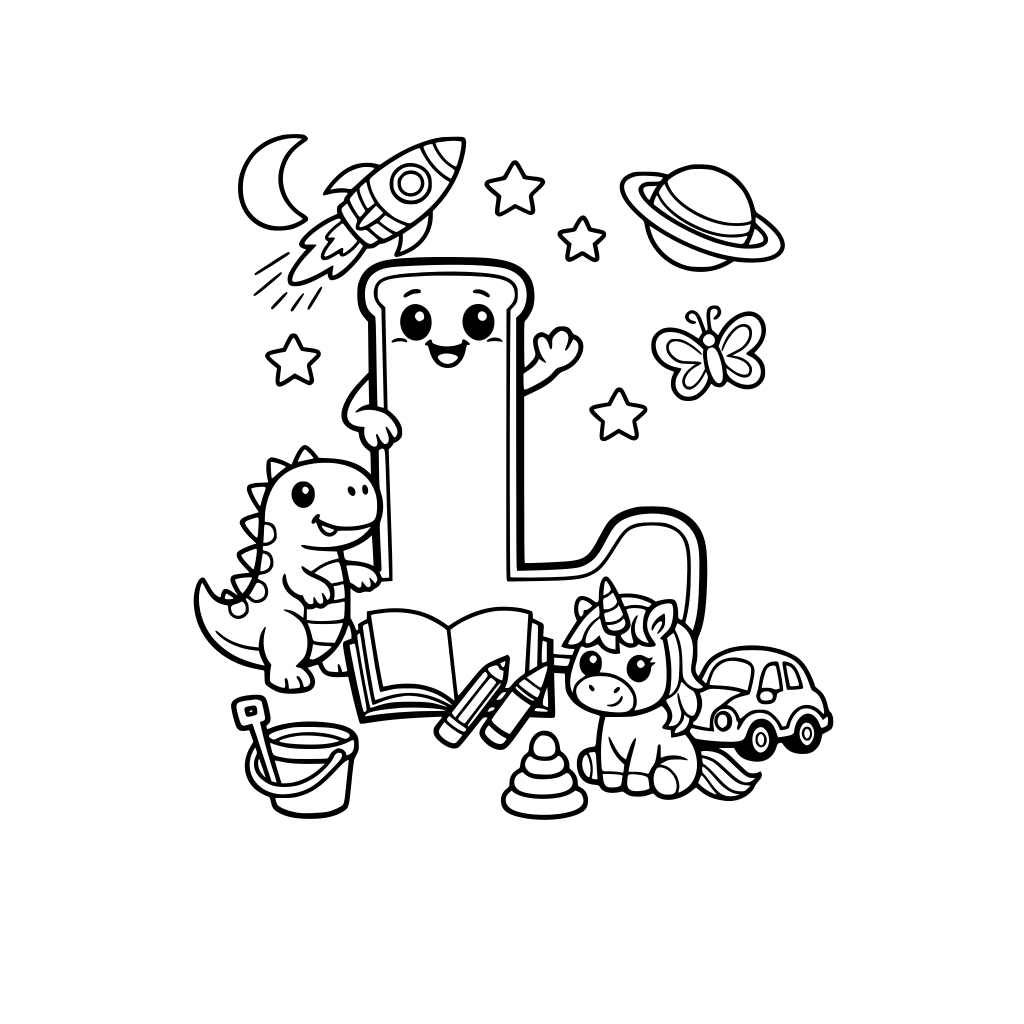 A latter for kid's coloring e-book