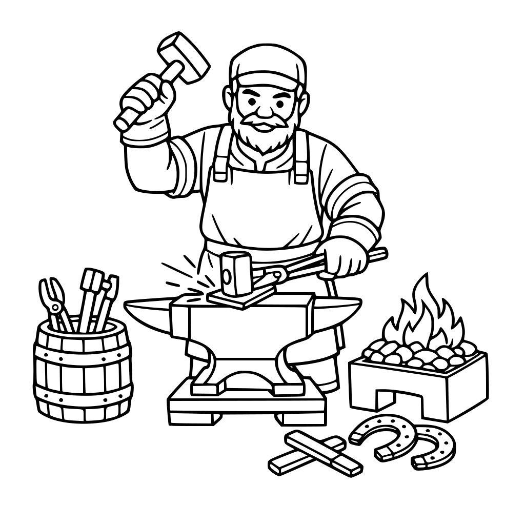 Blacksmith using an Anvil