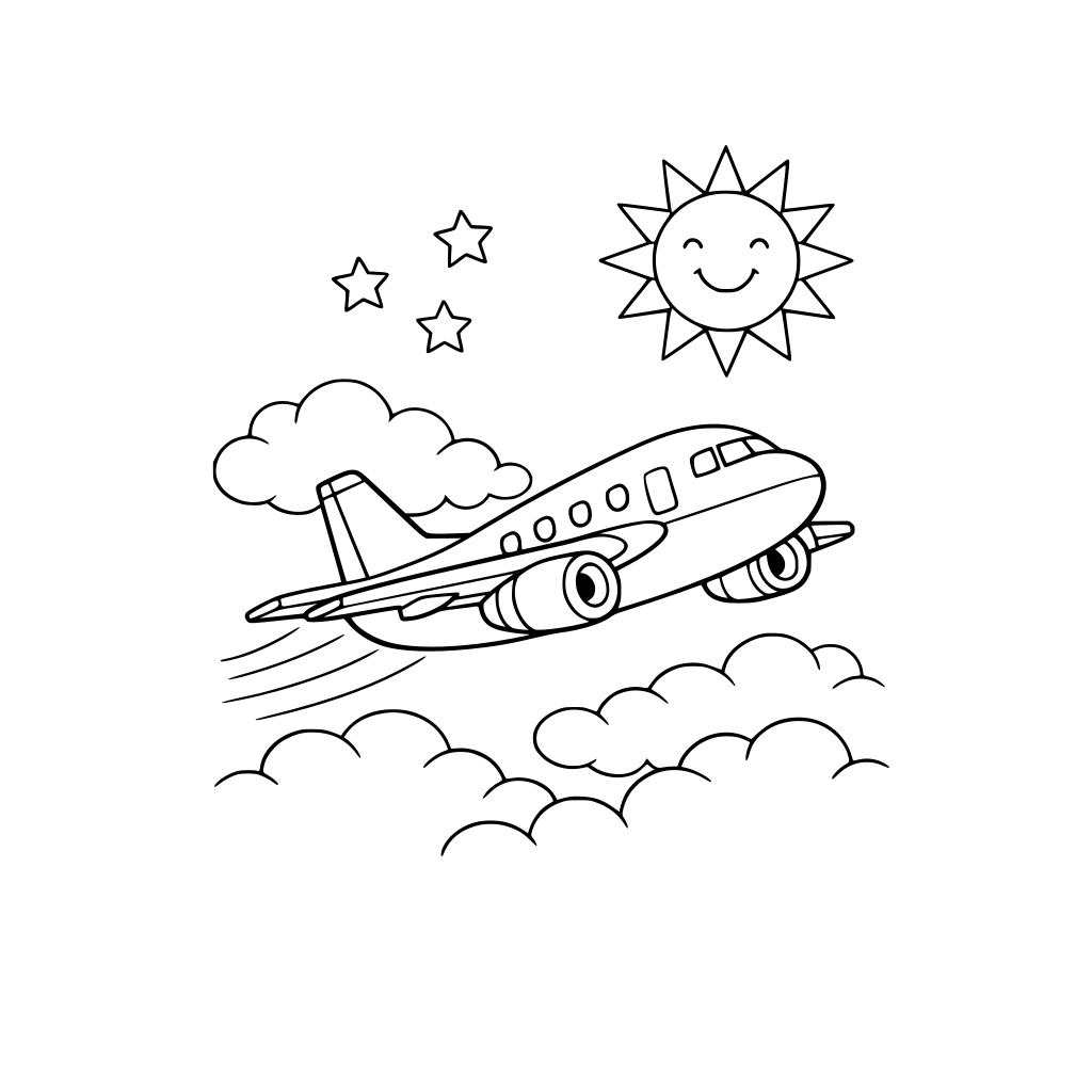 Un bonito avion surcando un cielo con nubes y sol